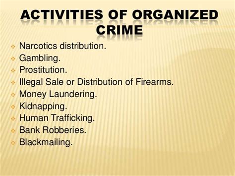 what are the generic types of organized crime